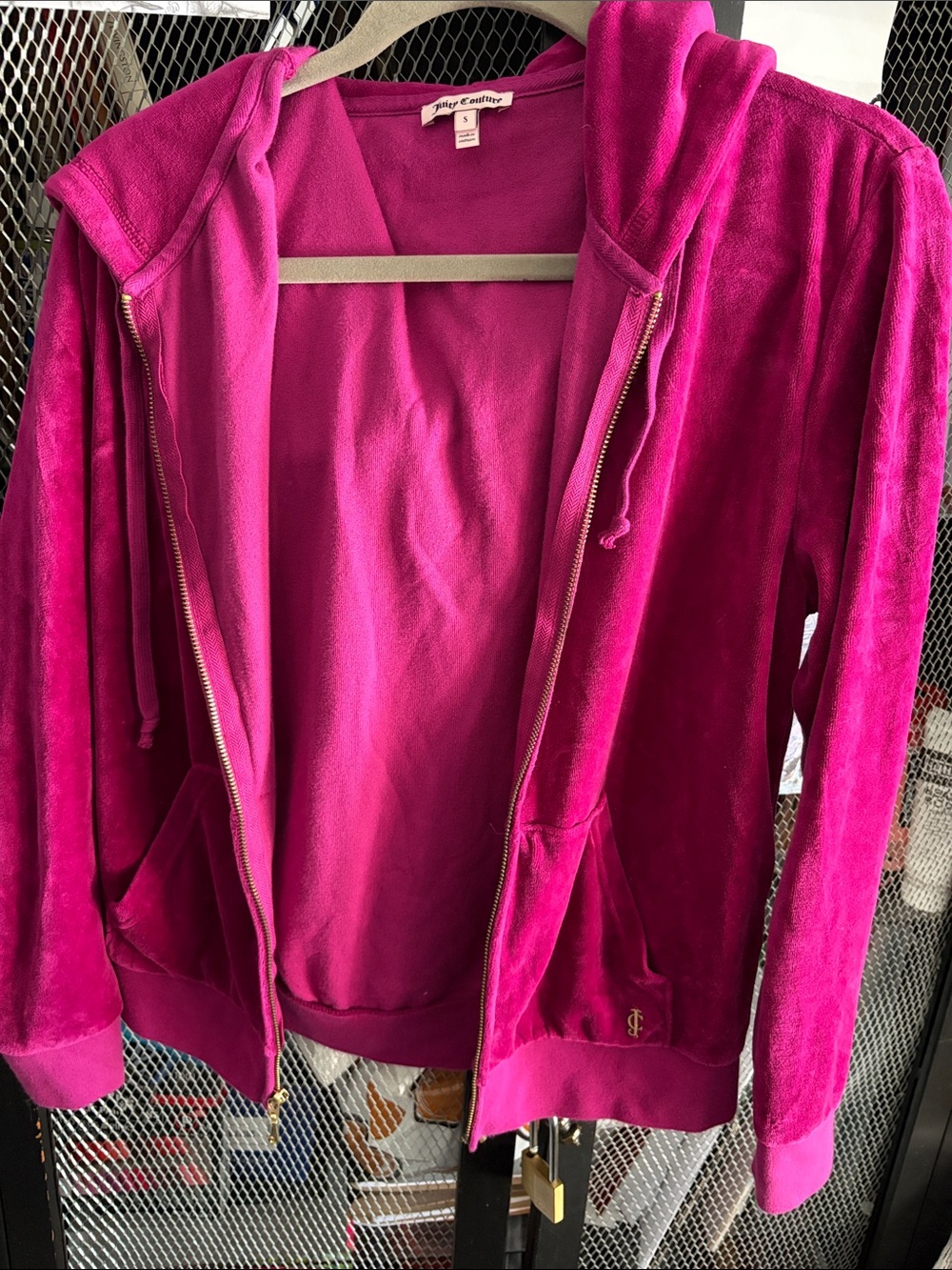 Juicy Couture Hot Pink Velour Zip Hoodie